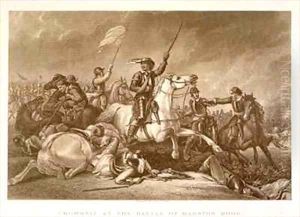 Cromwell leading the charge after being wounded in his right arm at the Battle of Marston Moor by Abraham Cooper