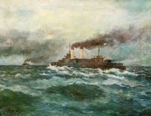 Russische Kriegsschiffe Auf Hoher See by Mikhail Pelopidovich Latri