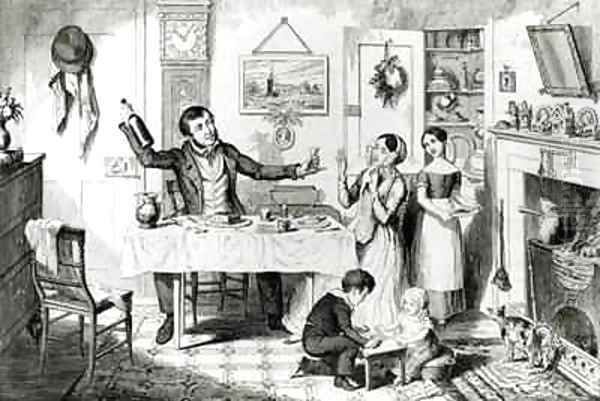 The Bottle Plate I The bottle is produced for the first time the husband induces his wife Just to take a drop by George Cruikshank I