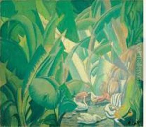 Paysage Aux Cygnes Et Aux Flamants Roses