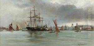 The Thames At Greenwich With Shipping In The Foreground