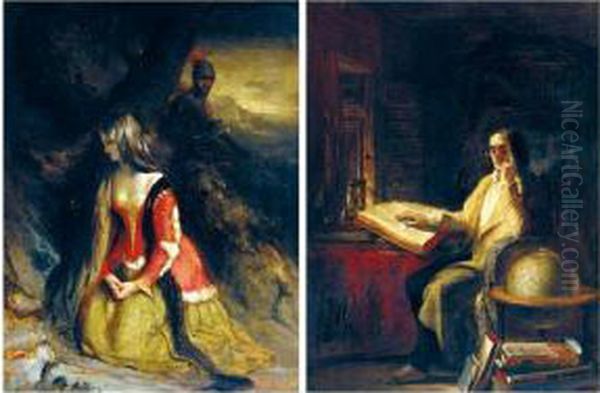 A Lady And Her Knight Errant; A Gentleman In His Library - view 1
