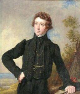 Three Quarter Length Portrait Of A Young Man Holding A Ridingcrop