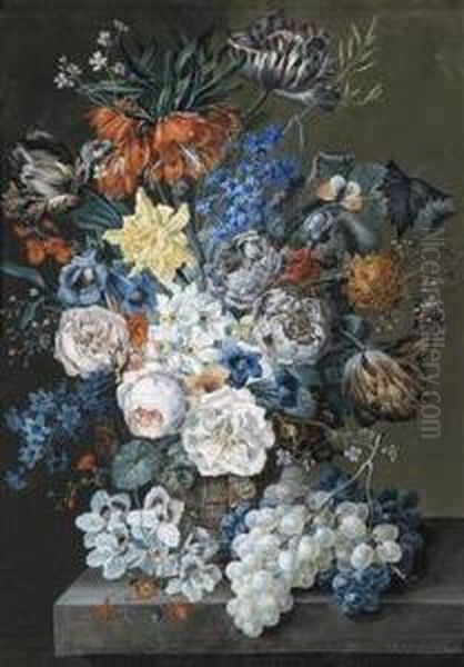 Grosesblumenstilleben Mit Tulpen, Rosen, Narzissen, Kaiserkronen Undenzian - view 1
