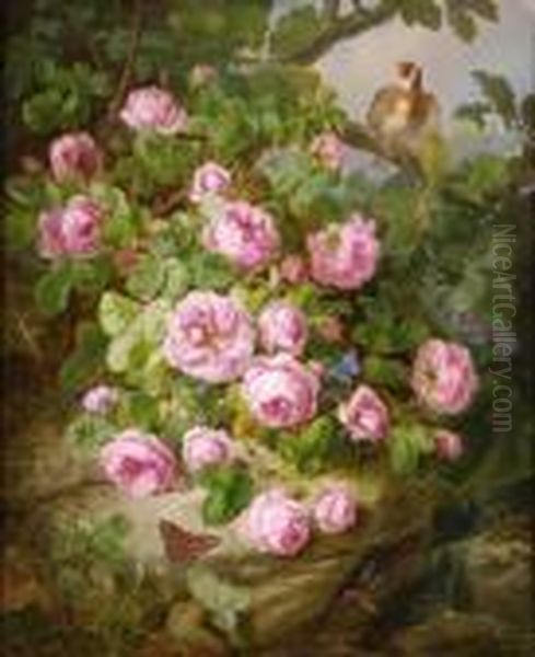 Waldboden Mit Rosen, Bachlauf, Faltern, Libelle Undstieglitz. - view 1