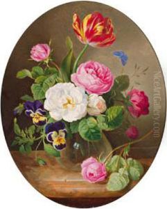 Quadro Di Fiori In Vaso Di Vetro Con Rose