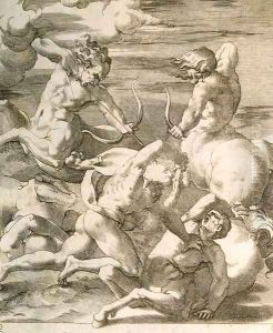 Battle between Hercules and Centaurs by Giovanni Jacopo Caraglio