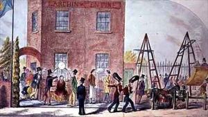 Fair Swings at the Primrose Tavern Chalk Farm by Percy Cruikshank