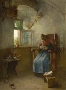 Bauerin Bei Der Mahlzeit In Der
Stube. by Anton Laupheimer