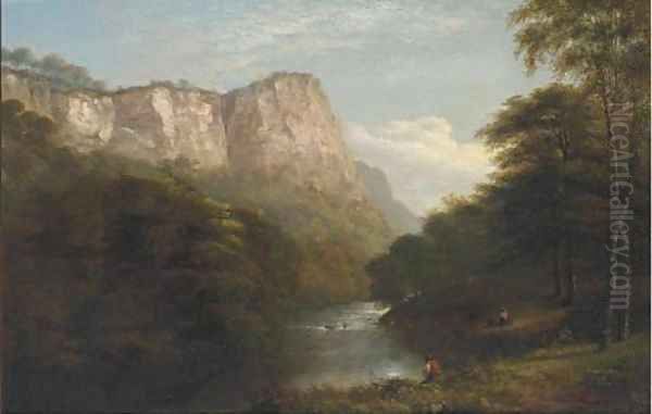 Figures in a river gorge - view 1