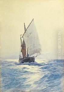 A Fishing Boat At Full Sail by Sidney Laurence