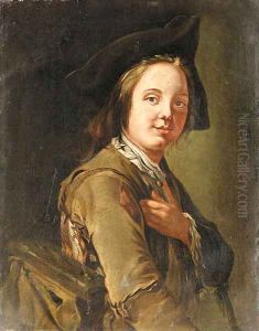 A Beggar Boy in a tricorn Hat holding a Satchel ENLARGE