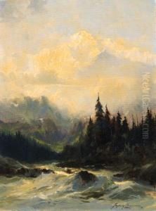 Rapids Of The Tokosheetna River by Sidney Laurence