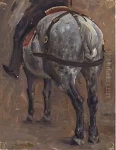 Etude De Cheval Et Cavalier by Jean-Paul Laurens