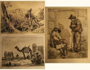 Sous Les Murs De Teheran (perse) ; Truands De Campagne ; Le Lac De Nemi. 1863-1874. by Jules Joseph Augustin Laurens