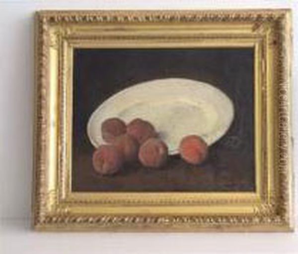 " Nature Morte A La Faience Et Aux Peches ", H/t Sbd Et Datee 85 - 38 X 46 Cm - view 1