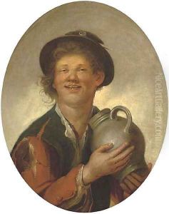 A peasant boy drinking, half-length by Giacomo Francesco Cipper