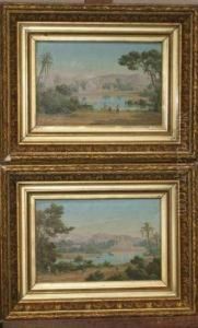Paire De Toiles Representant Des Paysages Orientalistes by Emmanuel Joseph Lauret