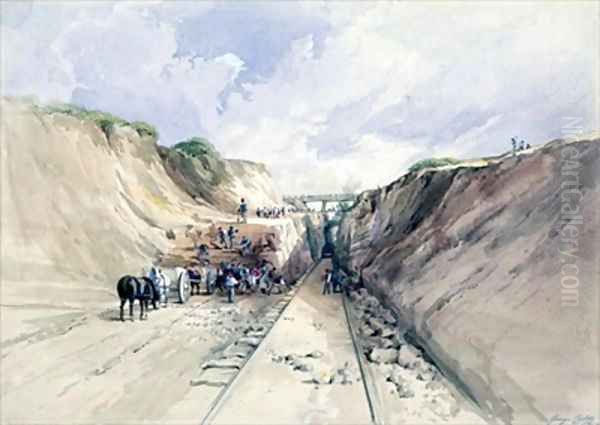 Digging a Cutting on the Great Western Railway - view 1