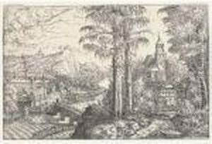 View Of A Town Near A River by Hans Sebald Lautensack