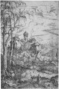 Mountainous Landscape In The Middle A River And A Citadel (schmitt 63; Holl.18)