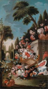 Fastosa Natura Morta Con Fiori by Giuseppe Lavagna