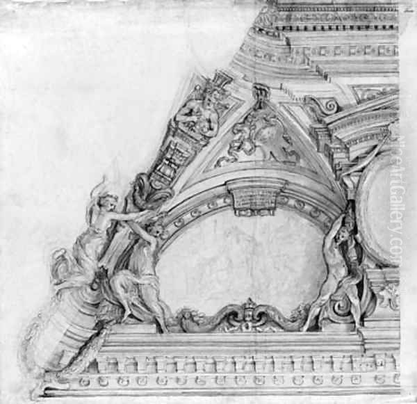 Figures supporting an arch A study for a ceiling - view 1