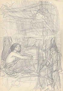 Study of a lovesick woman and other scenes by Pietro Da Cortona (Barrettini)