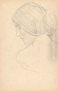 Study of a woman, bust-length, turned to the left by Pietro Da Cortona (Barrettini)