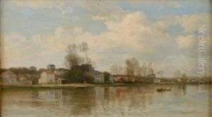 Bords De Seine by Eugene Antoine Samuel Lavieille