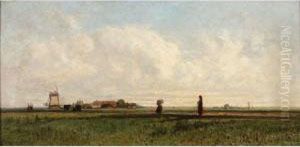 Paysage Au Moulin by Eugene Antoine Samuel Lavieille