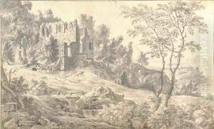 A ruined church in a wooded landscape thumbnail