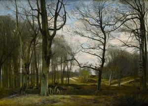 Harde En Foret De Fontainebleau by Eugene Antoine Samuel Lavieille