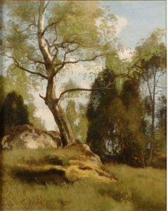 Bouleau Au Rocher Bernard. Foret De Fontainbleau by Eugene Antoine Samuel Lavieille