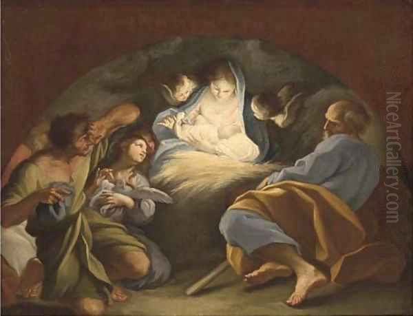 The Adoration of the Shepherds, in a feigned arch by Sebastiano Conca