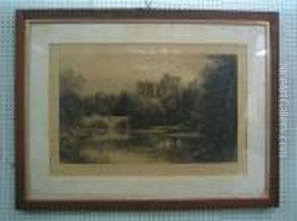 Law,
Monochrome Print "castle With Lake" Signed In The Margin 16" X 26" 20-30 - view 1
