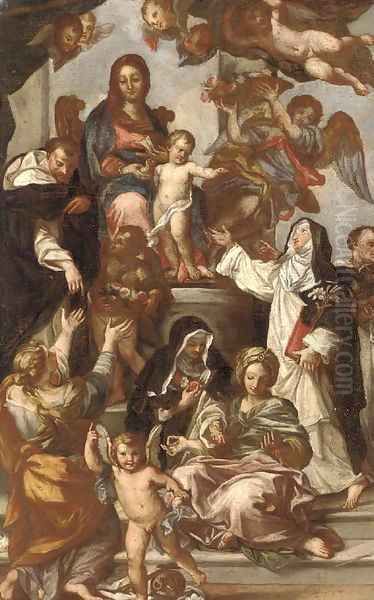 The Madonna of the Rosary with Saint Catherine of Siena, Saint Dominic and members of the Dominican Order - view 1