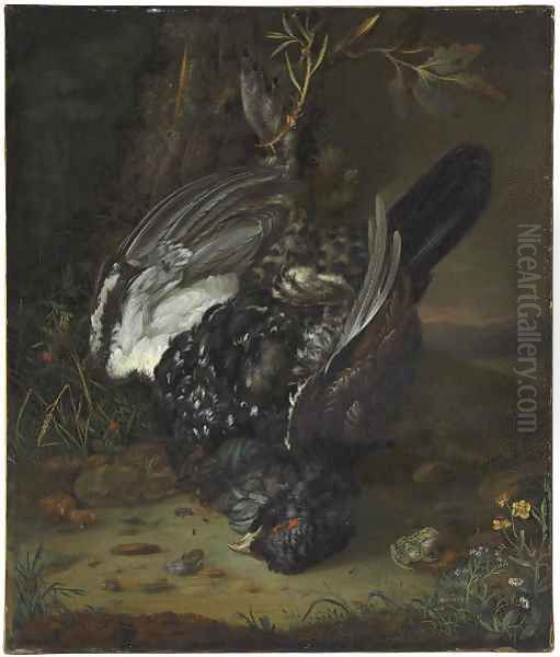 A blackcock in a wooded landscape - view 1