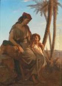 Femme Et Enfant Sous Les Palmiers