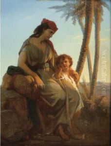 Jeune Mere Et Son Enfant Se Reposant by Jean Raymond Hippolyte Lazerges