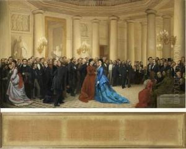 Foyer Du Thetre De L'odeon, 
Apres La Premiere Representation Du <marquis De Villemer> De George 
Sand, Le 19 Fevrier 1864 - view 1