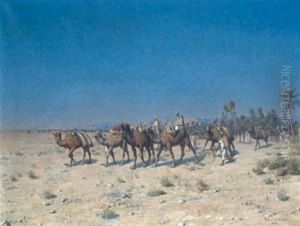 Caravane Traversant Une Palmeraie