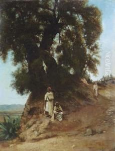 Three Arabs By A Majestic Tree