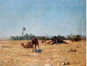 Campement De Nomades A Biskra by Jean Baptiste Paul Lazerges