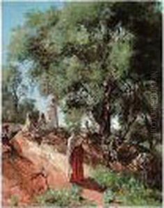 Arabs Resting Under A Shady Tree by Jean Baptiste Paul Lazerges