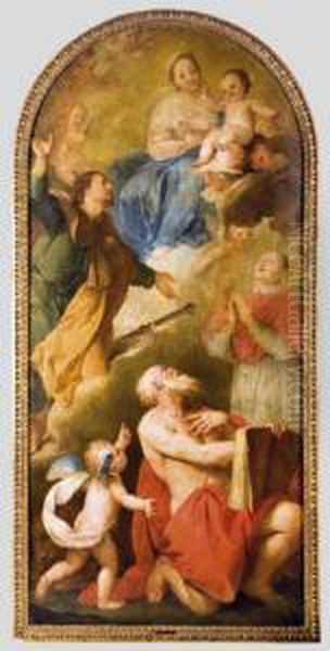 A Felhokon Tronolo Maria Gyermekevel Es Harom Szenttel - view 1