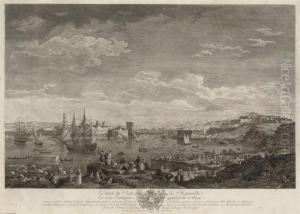 Ports Of France: Vue De La Ville Et Port De Bayonne by Jacques Philippe Le Bas