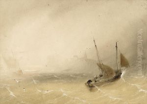 Fishing Vessels Coming Out Of The Early Morning Mist, Jersey by John Le Capelain