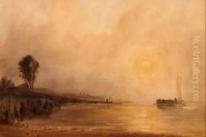 Misty Coastal Scene With Fishing Boat