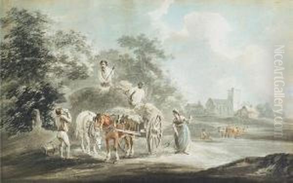 Figures Gathering Hay, A Pair - view 1